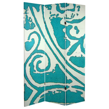 6' Tall Double Sided Teal Vineyard Canvas Room Divider