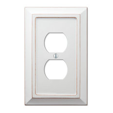 Transitional Switch Plates and Outlet Covers | Houzz - AmerTac - Savannah Distressed White Wood 1-Duplex Wall Plate - Switch Plates  And Outlet