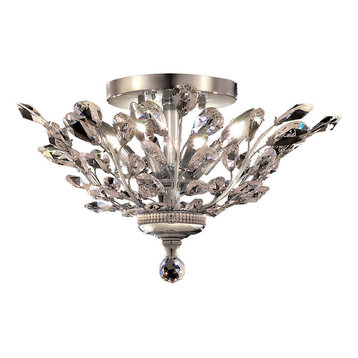 Elegant V2011F20C/Rc Orchid 4 Light Chrome Flush Mount Clear Royal Cut Crystal
