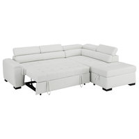 Finley Leatherette Sleeper Sectional Sofa, White