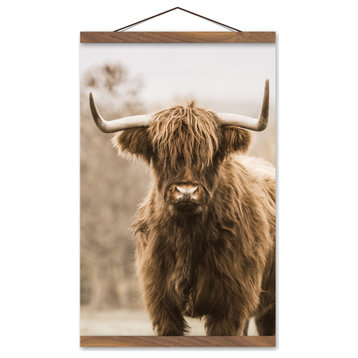 Highland Cow Close Up 12 x 18 Teak Hanging Canvas