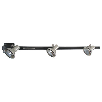 Brushed Nickel 3-Light 75W Euro Heads With Black Track Kit