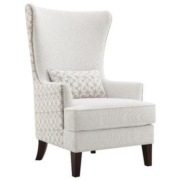 Coaster Pippin Upholstered Fabric Accent Chair with Wingback in Latte