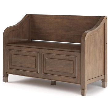 Multifunctional Storage Bench With Safety Hinge, Rustic Natural Aged Brown