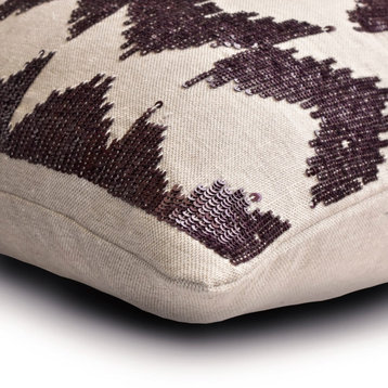 Purple Linen Sequins Handmade & Ombre 26"x26" Throw Pillow Cover - Plum Heights