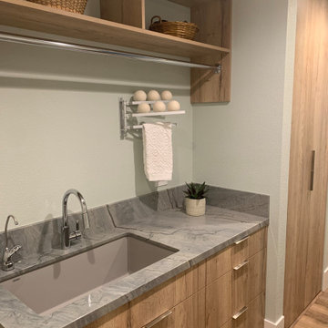 Large Laundry Room w/Quartzite Counter & Cast Iron Sink