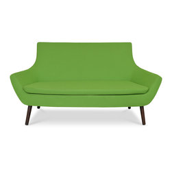 Rebecca Sofa & Wood Base- Pistachio Camira Wool - Sofas