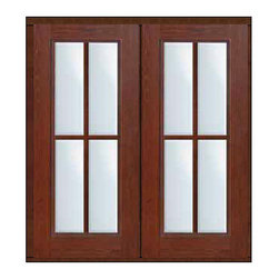 Prehung Patio Double Door 80 Fiberglass 4 Lite Full Lite SDL Glass - Patio Doors