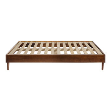 Solid Wood Queen Platform Bed, Walnut