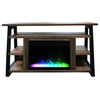 32" Industrial Chic Electric Fireplace Heater With Crystal Display, Walnut