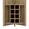 Bouvet Corner Bar Cabinet with 3 Shelves, 8 Wine Cubbies and Cup Rack, Macadamia