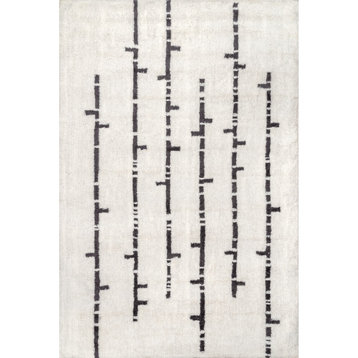 nuLOOM Avril Machine Washable Stripe Wool Area Rug, Ivory 5' x 8'