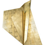 Renwil - Leah Irregular Unframed Wood Wall Art - Modern interiors find futuristic inspiration in the form of this abstract wall art statue. Carved from natural pine wood and finished entirely in gold leaf, the sculpture's avant garde profile suggests the paper folds of an origami figure with an asymmetric silhouette that can be mounted at multiple angles. The contemporary art decoration is a true conversation piece, an enigmatic design element that elevates walls in every room of the house.