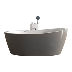 ADM Bathroom Design - ADM Oval Freestanding Bathtub, Glossy Gray/White, 70.9" - Bathtubs