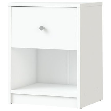2 Piece Modern Wood Dresser and Nightstand Bedroom Set in White