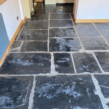 Clean and Seal of a Black Limestone Kitchen Floor in Lancaster