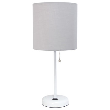 Power Outlet Base Standard Metal Table Desk Lamp