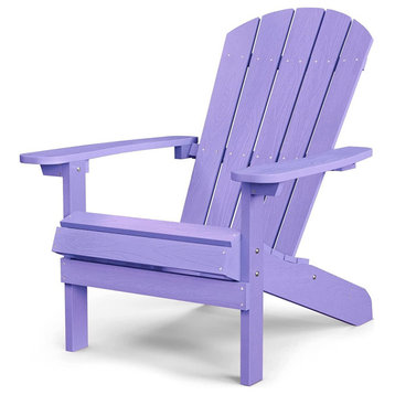 Comfy Adirondack Chair, Weather Resistant Plastic Construction, Purple