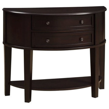 Bowery Hill Demilune Console Table in Cappuccino