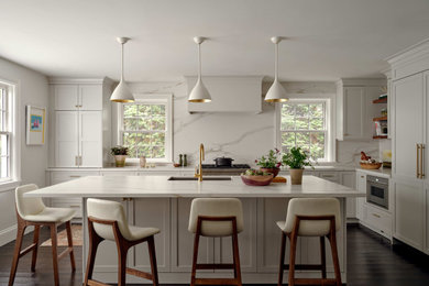 Example of a transitional kitchen design in Boston