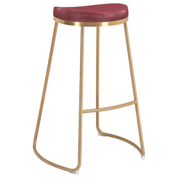 Bree Faux Leather Bar Stool Burgundy 30.5" (Set of 2)