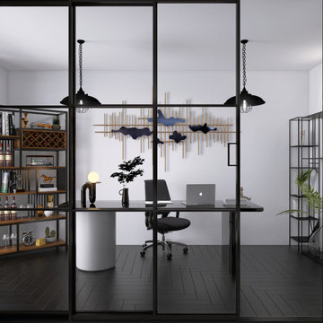 Industrial Loft Apartment — Bedroom, Kitchen & Home Office