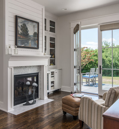 Farmhouse Family Room by Noble Architects, LLC