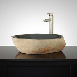 FARNLEY GREEN RIVER STONE VESSEL SINK - Bathroom Sinks