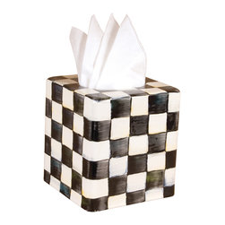 Courtly Check Enamel Tissue Box Cover | MacKenzie-Childs - Tissue Box Holders
