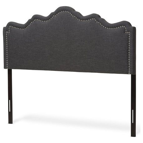 Nadeen Modern and Contemporary Dark Grey Fabric King Size Headboard