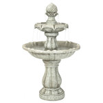 Sunnydaze Decor - Sunnydaze 2-Tier Outdoor Solar Water Fountain, Solar-on-Demand, White Earth - This birdbath is perfect for your garden or landscaped area with no need for an outlet! It can run on solar and battery backup power. In prime sunlight conditions, the pump will be powered by solar energy while the solar panel will also recharge the batteries. To run on battery mode simply press the Battery On/Off button. The battery will now power the pump. On the battery mode it can run for up to 4 hrs on cloudy days or at night. When the battery power is depleted, the system will automatically change back to solar powered mode and start again when there is sufficient sunlight. A fully charged battery will operate up to 4 hours after the sun goes down. You can operate it daily using the battery technology for consistent performance even in cloudy conditions, or leave your fountain off, charging the batteries for use when you want it.