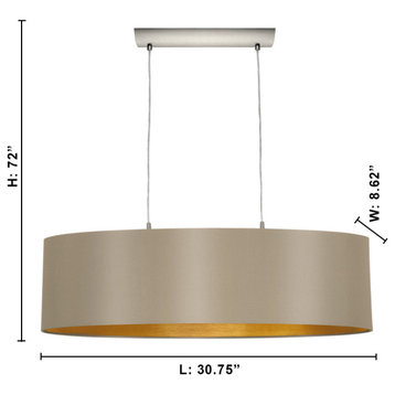 Mult Light Pendant With Matte Nickel Finish and Cappucino and Gold Shade