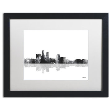 Watson 'Des Moines Iowa Skyline BG-1' Art, Black Frame, 16"x20", White Matte