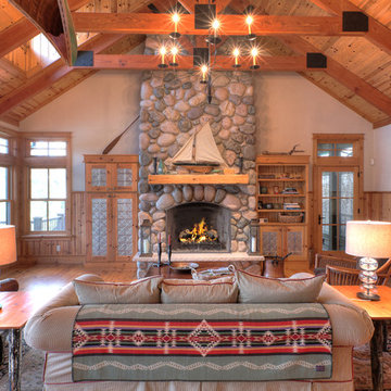 Northern Michigan Field Stone Fireplace