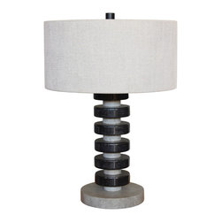 Marble & Wood Discs Table Lamp - Table Lamps