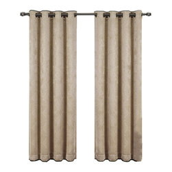 Royal Tradition - Bella Blackout 2PC Embossed Grommet Panels, Beige, 104"x84" - Curtains