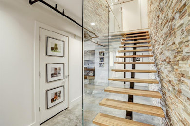 Example of a trendy staircase design in Houston