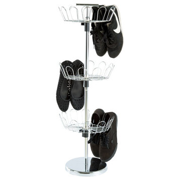 Rotating Shoe Rack 3-Tier Tower Holds 18 Pairs Freestanding Vertical Carousel