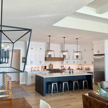 Great Room White and Gray Kitchen with River Views in LeClaire, Iowa