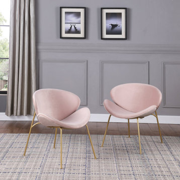 Levaeh Barrel Dining Chair Pink Set of 2