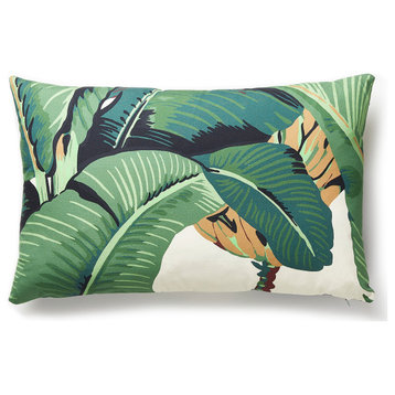 Hinson Palm Lumbar Pillow, Green, 22" X 14"