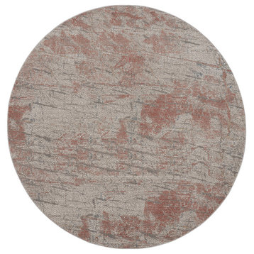 Nourison Rustic Textures 5'3" x Round Light Grey/Rust Modern Indoor Area Rug
