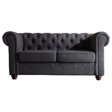 Gracia Chesterfield Love Seat, Charcoal