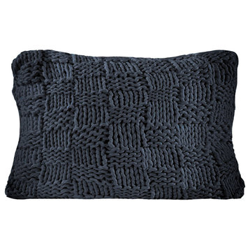Chess Knit Dutch Euro Pillow, 28"x38", Navy