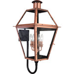 Quoizel - Quoizel RO8414AC Rue De Royal 4 Light Outdoor Lantern - Aged Copper - From the Charleston Copper Lantern Collection this piece gives you the historic look of gas lighting but without the hassle of a propane feed. It is all electric solid copper and hand riveted giving your home the romantic reproduction style of antique gas lights still popular today on many of the charming homes in New Orleans and Charleston.