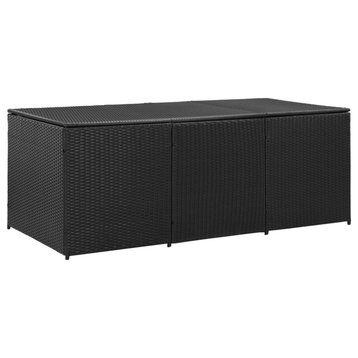vidaXL Garden Storage Box Poly Rattan 70.8"x35.4"x29.5" Black