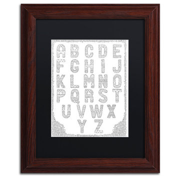 Hello Angel 'Letters & Words 4' Art, Wood Frame, 14"x11", Black Matte