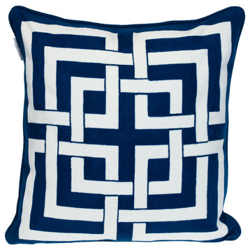 Parkland Collection Transitional Interlocking Blue 20" x 20" Pillow