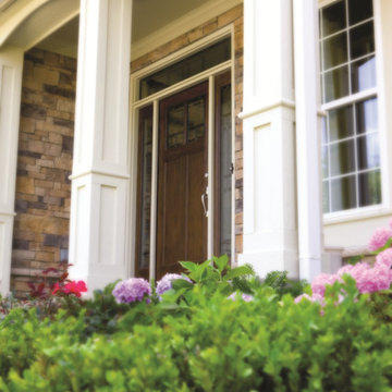 Classic-Craft American Style door, sidelites and transom with Homeward glass