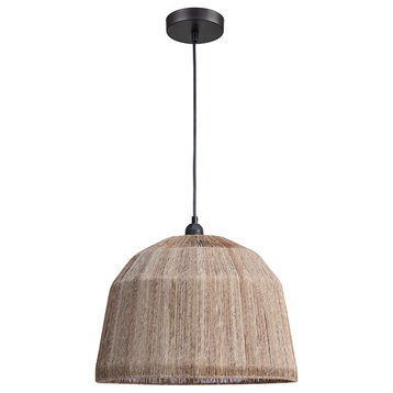 Elk Home Reaver 1-Light Pendant, Natural Finish with A Woven Jute Shade